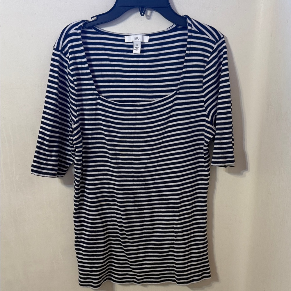 1901 Blue and White Striped Top